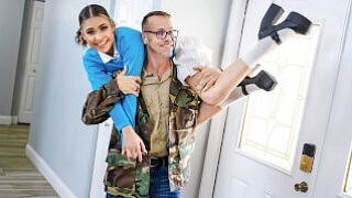 Ebon with hairless muff bonks with military