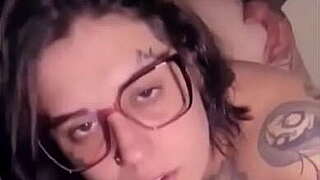 Geek lass in spectacles fucking in doggystyle