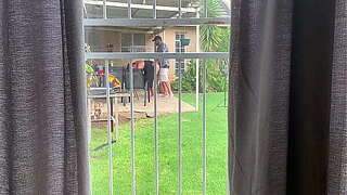 I caught my neighbors fucking external in the backyard