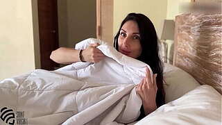 My stepmother woke up in my daybed in the morning. Sexy MILF got a creampie.