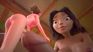 3DGSPOT - Small Meets Giant! Breasty Futanari Hottie Exercises Small Dark brown - Formal TRAILER