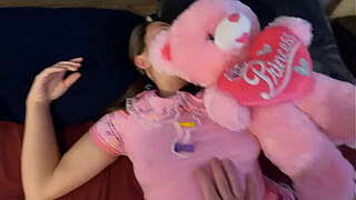 Small stepdaughter takes stepfather'_s creampie in her constricted cunt