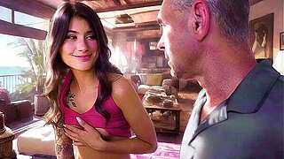 Horny stepdaughter filming herself with a sex tool for her fans acquires caught by her stepdad - costless porn