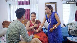 Desi Indian spouse teaches u whence to satisfy 2 desi wives at the same hour ( Stout Three-some Clip )