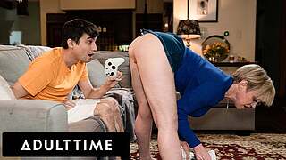 Grown-up Hour - Giant Naturals MILF Dee Williams Copulates Stepson's Vibrating Controller Whilst That guy Plays!