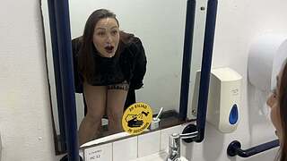 Cheating wife copulates employee in pub crapper whilst spouse waits outdoor and acquires a surprise fill entire atop of her encounter