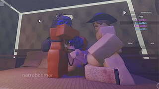 ROBLOX: Lustful femboy receives come across screwed and gang gangbanged by 2 important jocks
