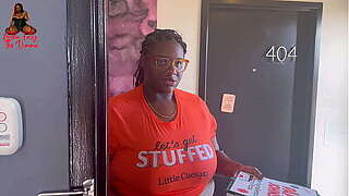 Ebon BBW Who Quit Porn, Delivers Pizza and Acquires Tip
